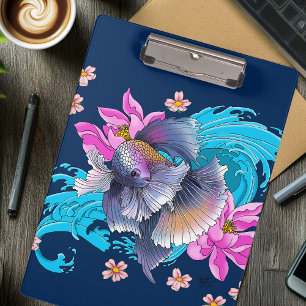 Siamese Fighting Fish Floral Clipboard
