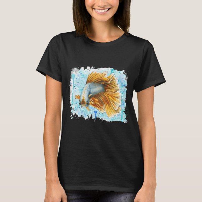Siamese fighting fish orange with background T-Shirt (Front)