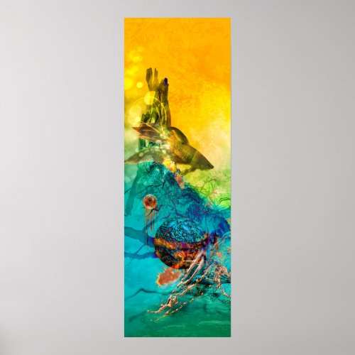 Siamese Fighting Fish UNDER THE WATERFALL Poster