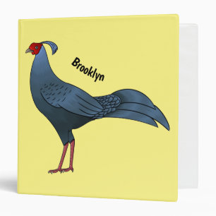 Siamese fireback bird cartoon illustration 3 ring binder