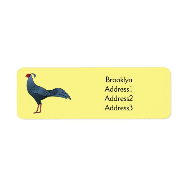 Siamese fireback bird cartoon illustration  label (Front)