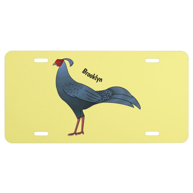 Siamese fireback bird cartoon illustration license plate (Front)