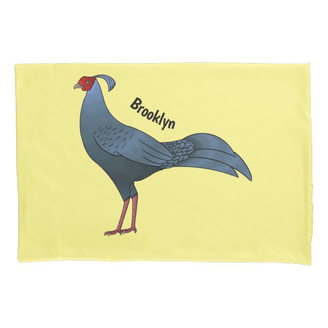 Siamese fireback bird cartoon illustration  pillow case (Front)
