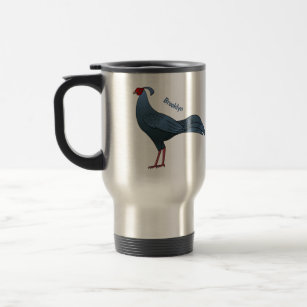 Siamese fireback bird cartoon illustration  travel mug