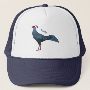 Siamese fireback bird cartoon illustration trucker hat