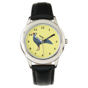 Siamese fireback bird cartoon illustration  watch