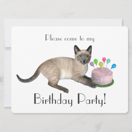 Siamese Kitten Birthday Party Invitation