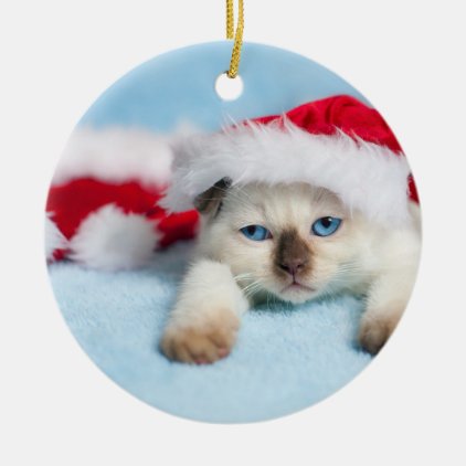Siamese Kitten: Christmas Kitty Ceramic Ornament