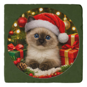 Siamese Kitten Christmas Trivet