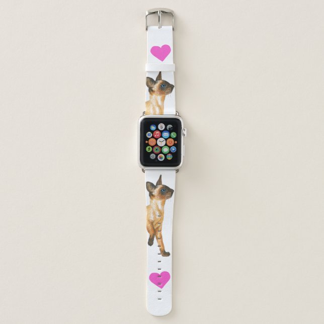 Siamese Kitten love Apple watch band (Front)