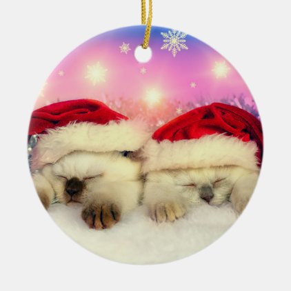 Siamese Kitten: Santa Twinsies Ceramic Ornament