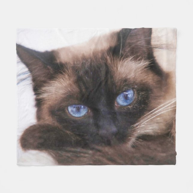Siamese Kitten Sweetie Face Fleece Blanket (Front (Horizontal))