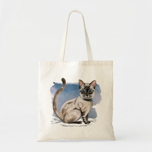 Siamese Kitten Watercolor Painting Tote Bag