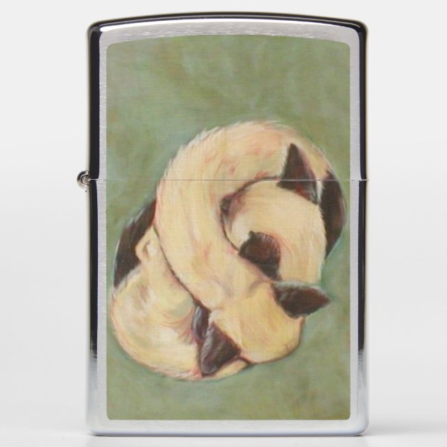 Siamese Kitten YinYang Art Zippo Lighter (Front)