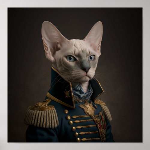 Siamese Kitty Cat Fancy Military Portrait Poster