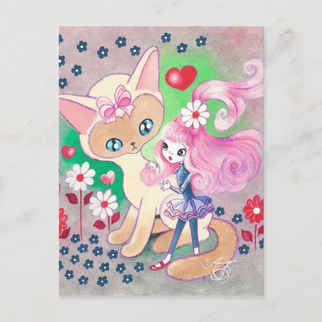 Siamese Kitty Love Fun Postcard (Front)