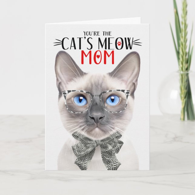 Siamese Lilac Point Cat for Mom on Mother's Day Holiday Card (Front)