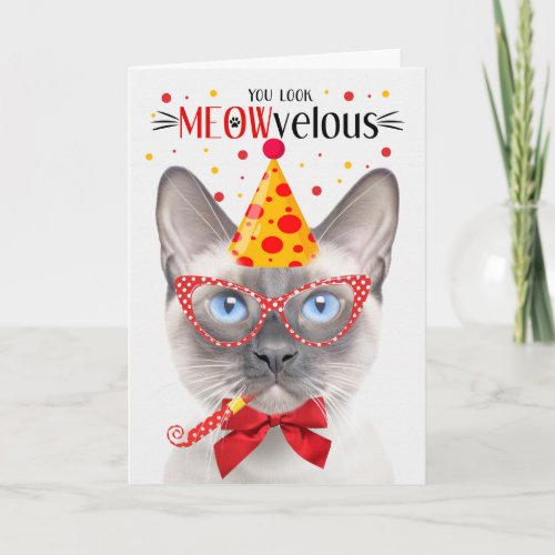 Siamese Lilac Point Cat MEOWvelous Birthday Card
