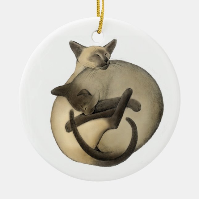Siamese Love Cats Ornament (Front)