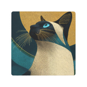 Siamese Mosaic Portrait Metal Print