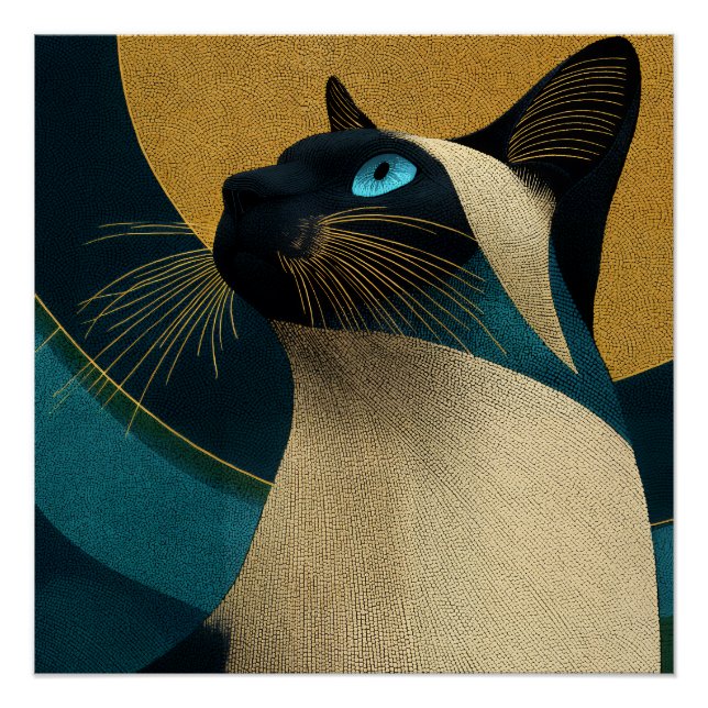 Siamese Mosaic Portrait Poster (Front)