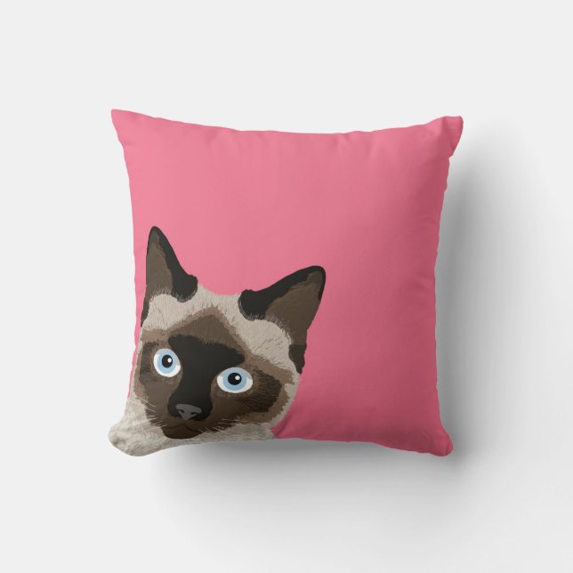 Siamese Peeking Cat Pillow - Funny cat pillow (Front)