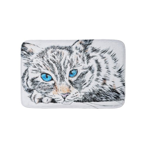 Siamese Ragdoll White Cat Bath Mat