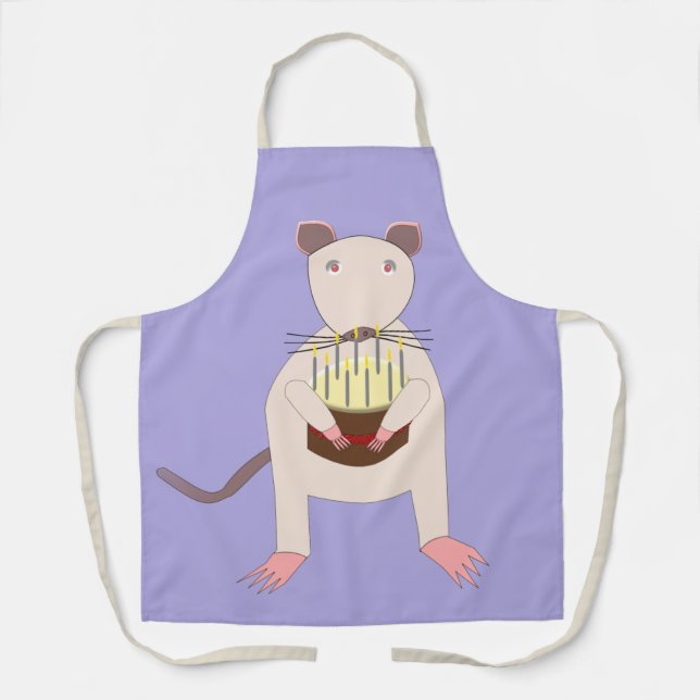 Siamese Rat with Birthday Cake Apron (Front)