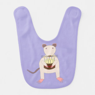 Siamese Rat with Birthday Cake Baby Bib