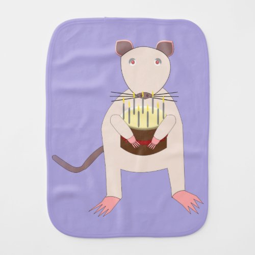 Siamese Rat with Birthday Cake Baby Burp Cloth