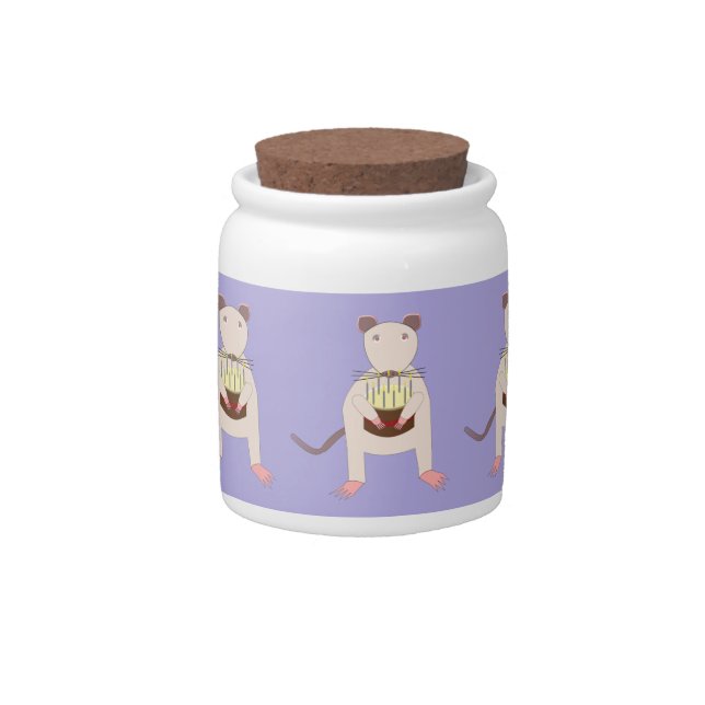 Siamese Rat with Birthday Cake Candy Jar (Front)