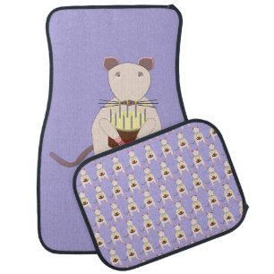 Siamese Rat with Birthday Cake Car Floor Mat