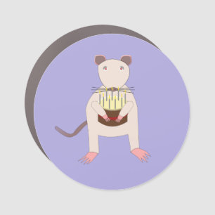 ]Siamese Rat with Birthday Cake Car Magnet