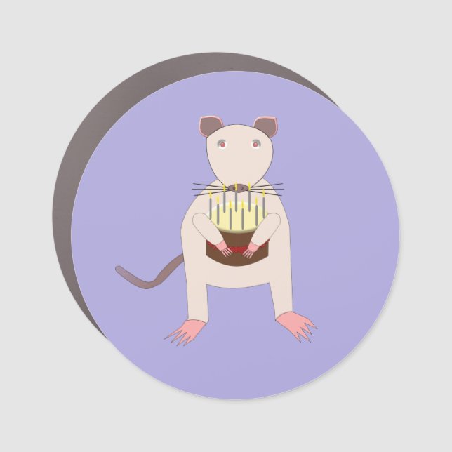 ]Siamese Rat with Birthday Cake Car Magnet (Front)