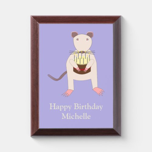 Siamese Rat with Birthday Cake Custom Award Plaque