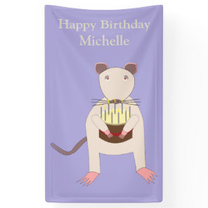 Siamese Rat with Birthday Cake Custom Banner