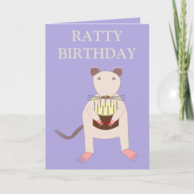 Siamese Rat with Birthday Cake Custom Card (Front)