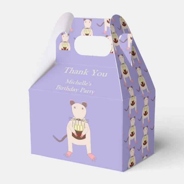 Siamese Rat with Birthday Cake Custom Favor Boxes (Front Side)