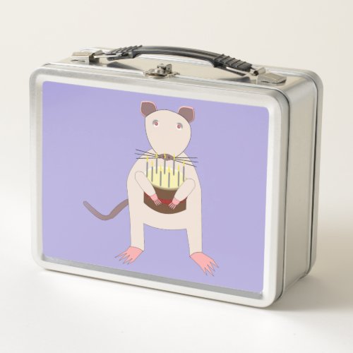 Siamese Rat with Birthday Cake Custom name Metal Lunch Box