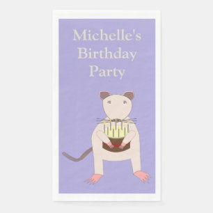 Siamese Rat with Birthday Cake Custom Paper Guest Towels