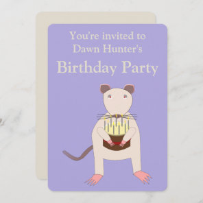 Siamese Rat with Birthday Cake Custom Party Invitation