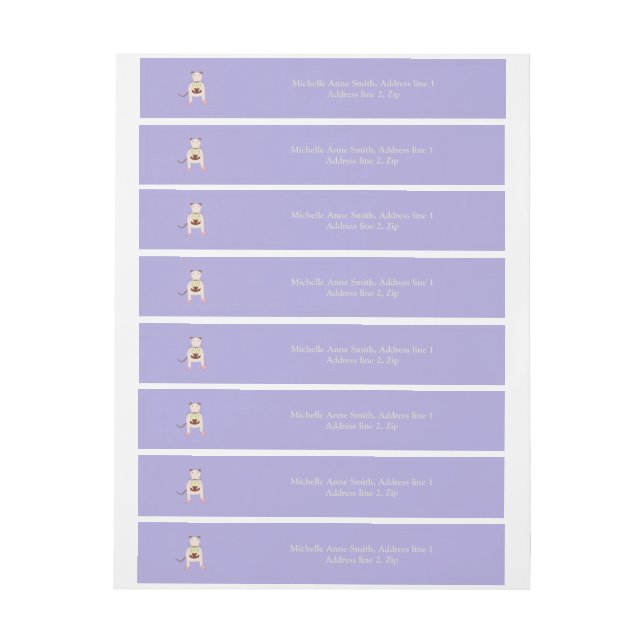 Siamese Rat with Birthday Cake Custom Wrap Around Address Label (Sheet)