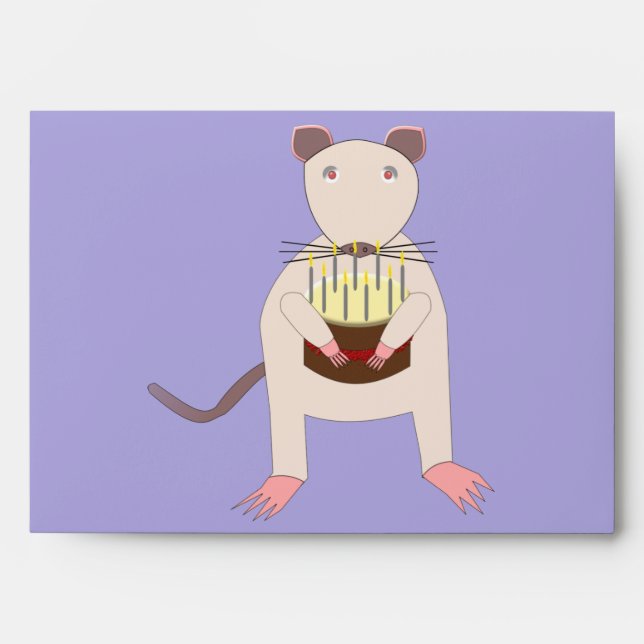 Siamese Rat with Birthday Cake Envelope (Front)