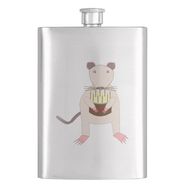 Siamese Rat with Birthday Cake Flask (Front)