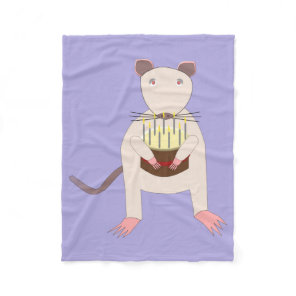 Siamese Rat with Birthday Cake Fleece Blanket