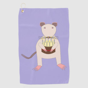 Siamese Rat with Birthday Cake Golf Towel