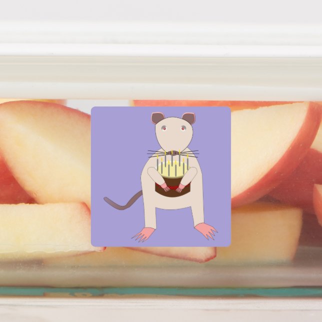 Siamese Rat with Birthday Cake Labels (Affixed)