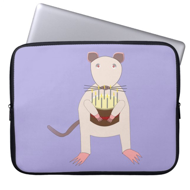 Siamese Rat with Birthday Cake Laptop Sleeve (Front)