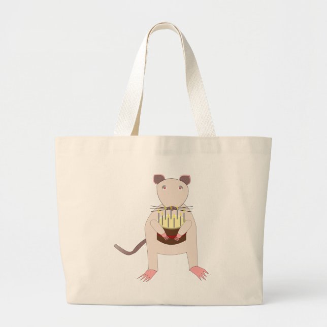 Siamese Rat with Birthday Cake Large Tote Bag (Front)