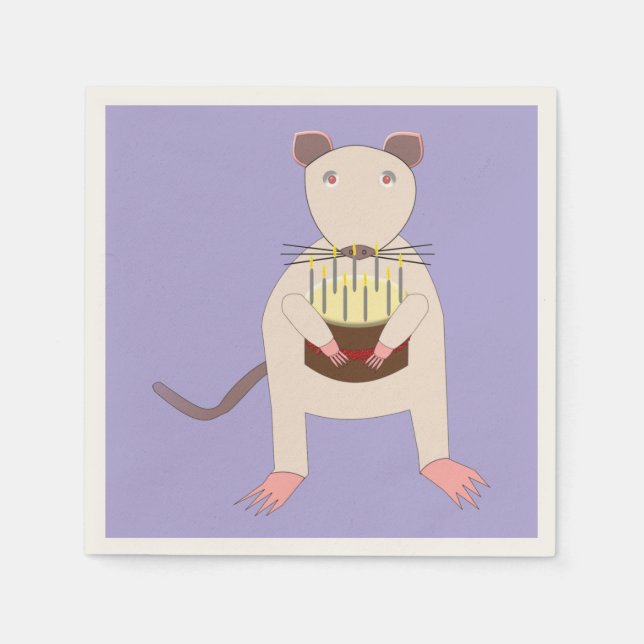 Siamese Rat with Birthday Cake Napkins (Front)